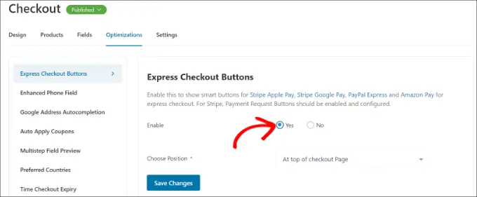 Enable express checkout