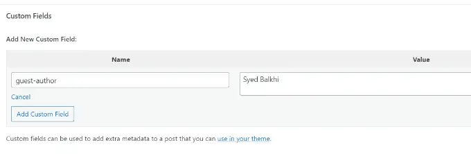 Guest author custom field