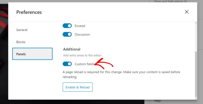 Enable custom fields option