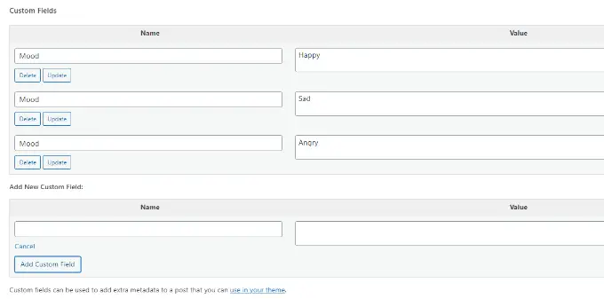 Adding multiple values to a custom field