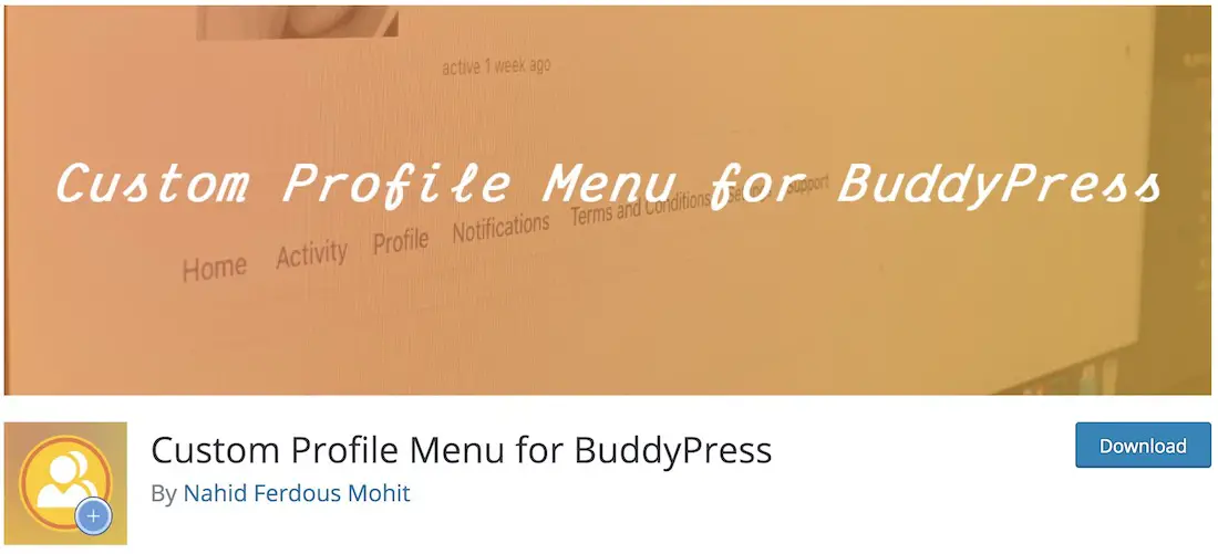 meniu de profil personalizat plugin buddypress