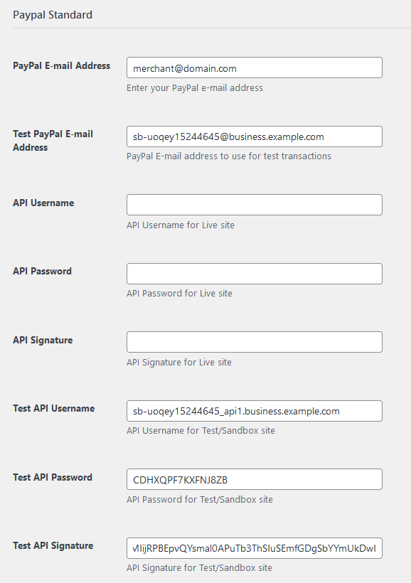 Testando pagamentos de sandbox no plug-in Assinaturas de membros pagos