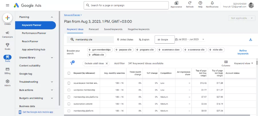 pesquisa de palavras-chave para seo de sites de membros