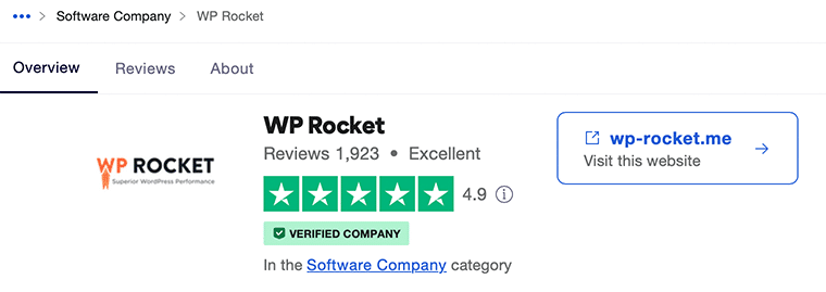 Avaliação do WP Rocket Trustpilot