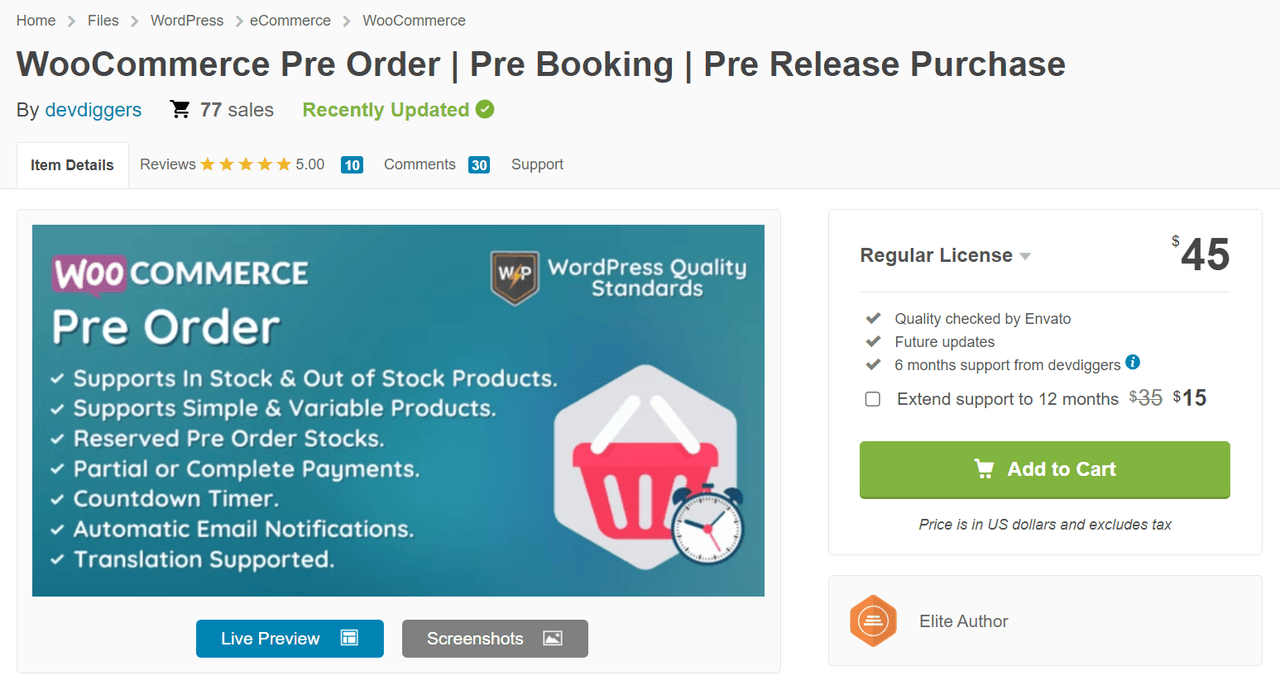 Pre Order WooCommerce