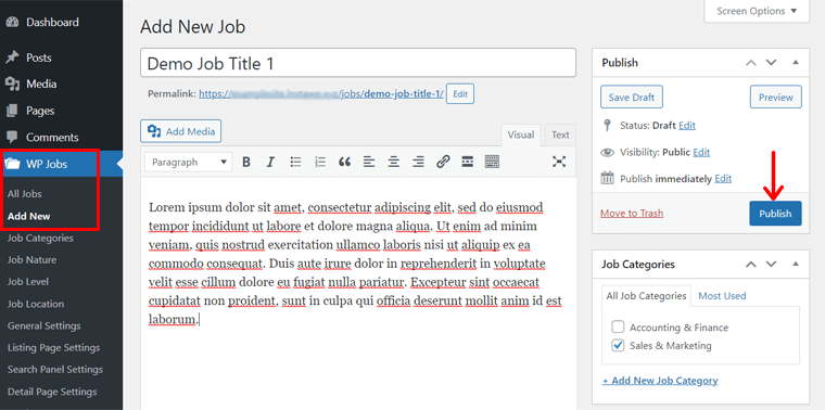 Fügen Sie einen neuen Job von JobWP hinzu