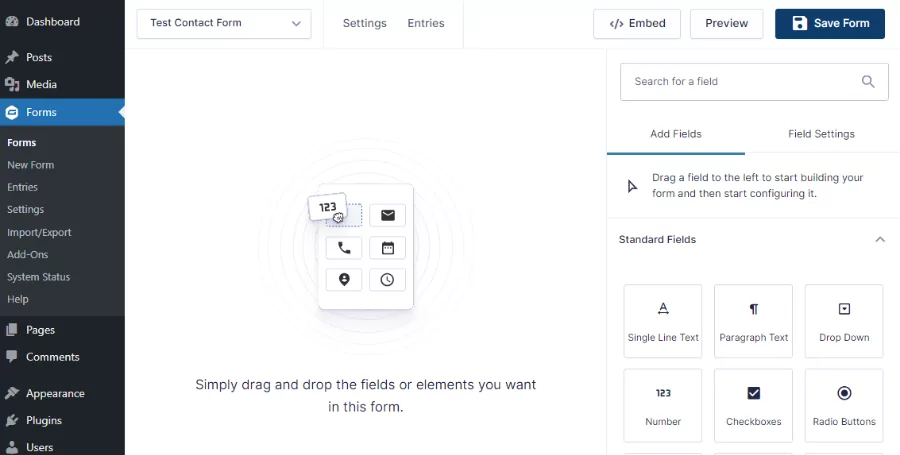 formas de gravedad arrastrar y soltar editor de formas visuales