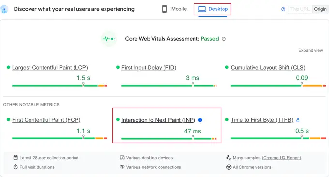 Page Insights Results