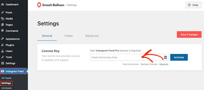 Adding a license to Smash Balloon's Instagram plugin