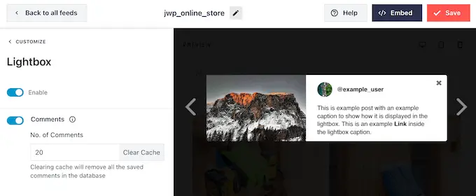 Enabling the WordPress lightbox feature