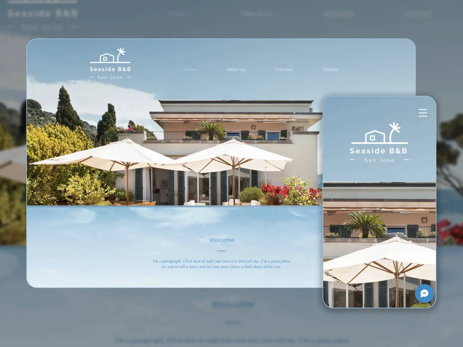 Screenshot of Seaside - sleek and professional WordPress theme for hotel reservation websites in gainsboro, lightsteelblue, gray, slategray, and darkslategray color array