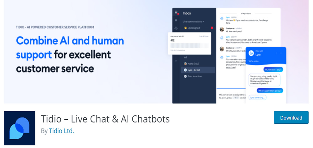 WordPress-chatbot-plugin:Tidio-Chatbot