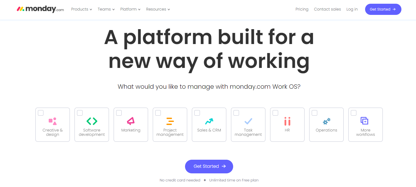 Monday.com 登陆页面