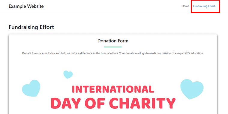 Abra a página de esforço de arrecadação de fundos - aceite doações no site WordPress