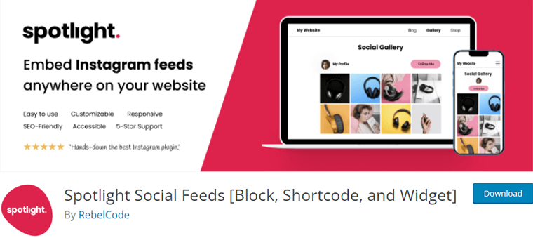 Плагин Spotlight Social Feeds