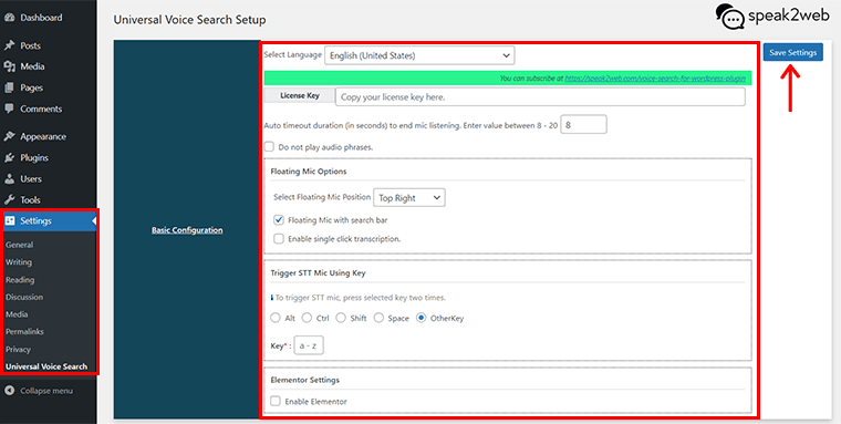 Defina as configurações do plug-in e salve-o