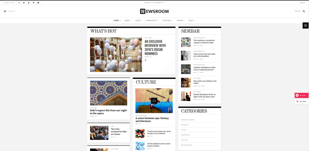 Motyw WordPress dla dziennikarza Newsroomu