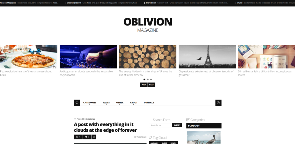 Oblivion Dergisi WP Teması