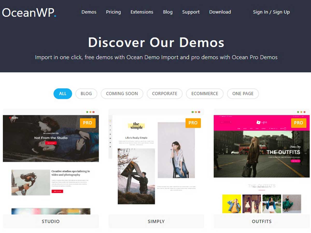 Thèmes WordPress gratuits les plus rapides : OceanWP