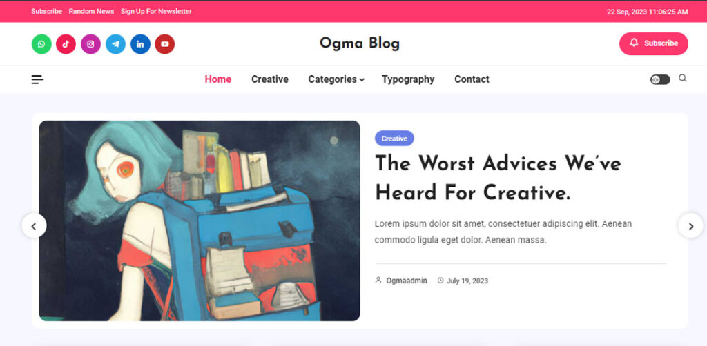 Tema WordPress mais rápido: Ogma Blog