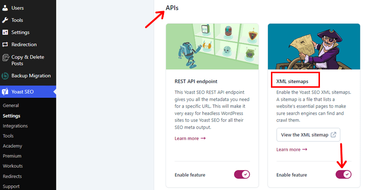 تمكين ميزة خريطة الموقع XML