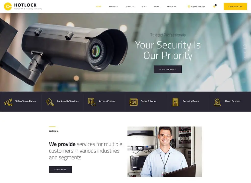 HotLock - سمة WordPress لأنظمة الأقفال والأمن + RTL