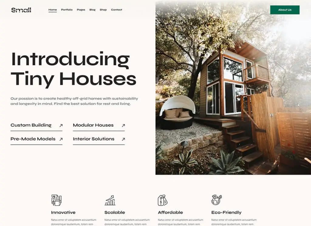 Small - Tiny House Living Lifestyle Tema WordPress