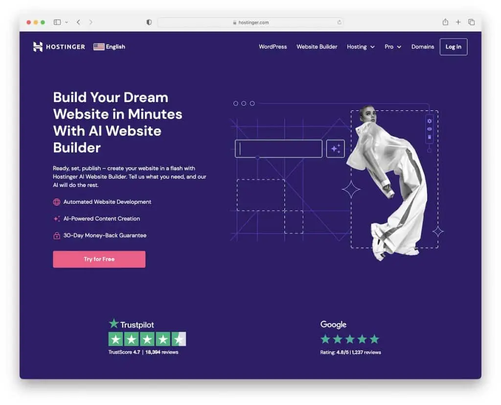 hostinger ai construtor de sites