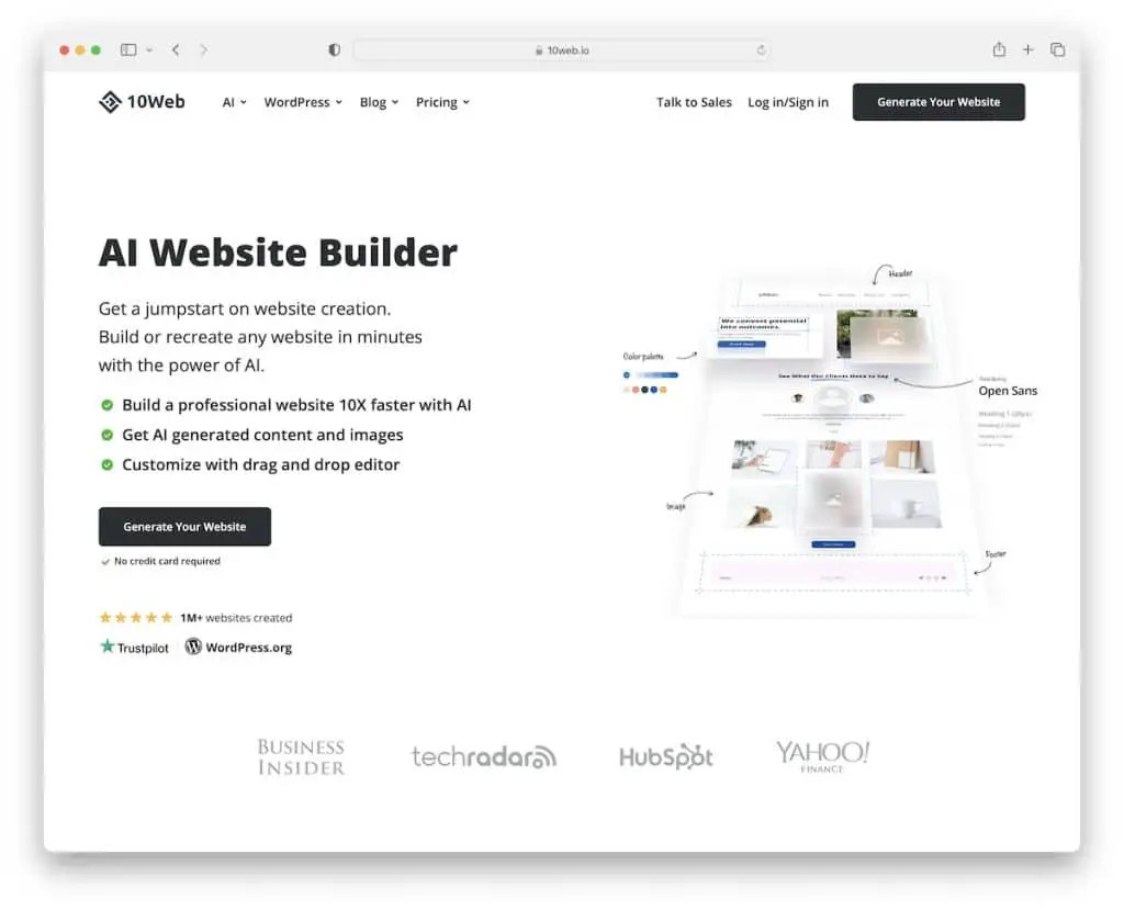 Pembuat situs web 10web ai