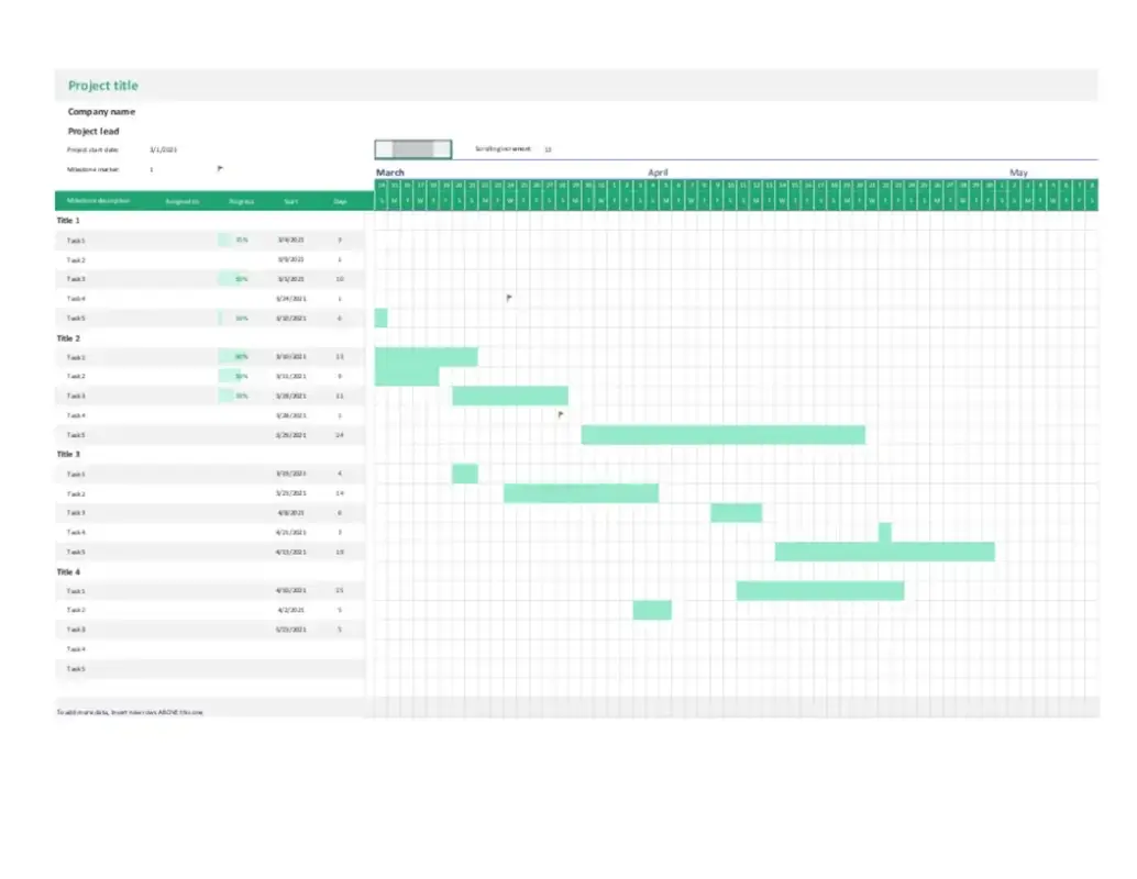 Przykładowy wykres Gantta w programie Excel