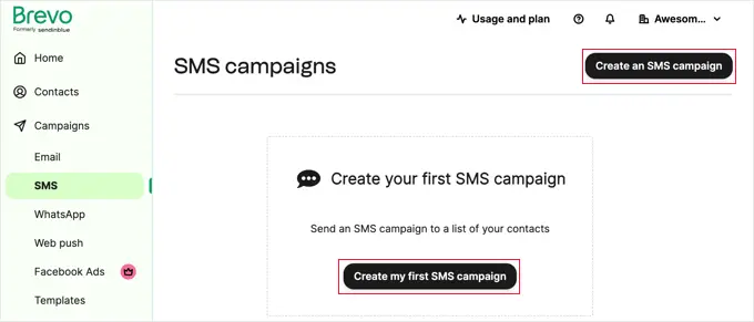 Create your first SMS campaign