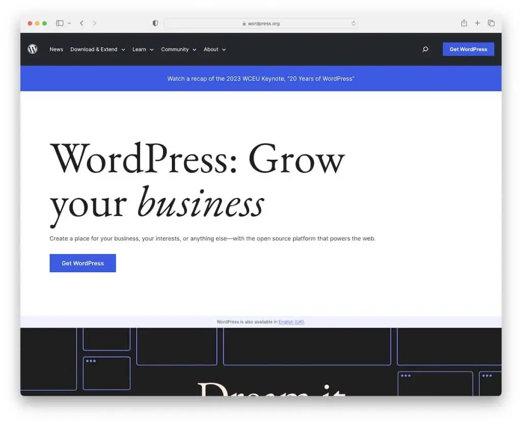 เครื่องมือสร้างเว็บไซต์โอเพ่นซอร์ส WordPress