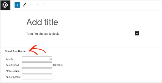 Adding a smart app banner to a WordPress page or post