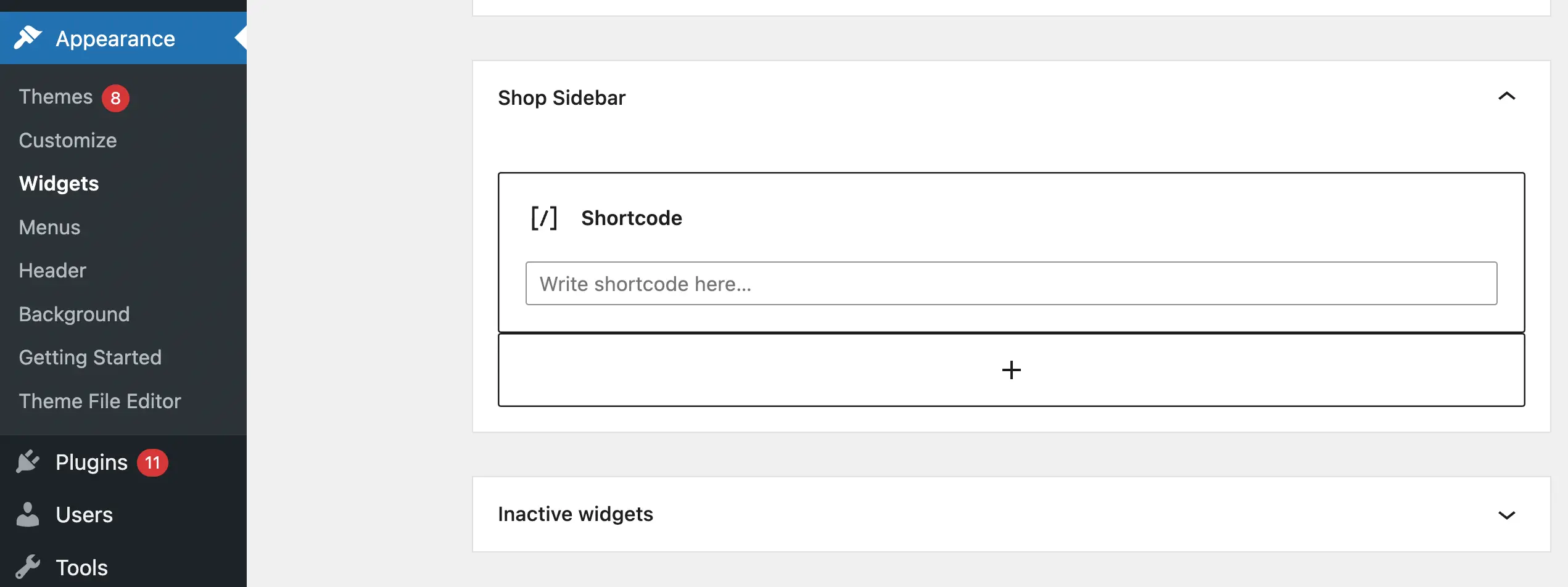 Verwenden Sie Shortcodes im Seitenleisten-Widget.