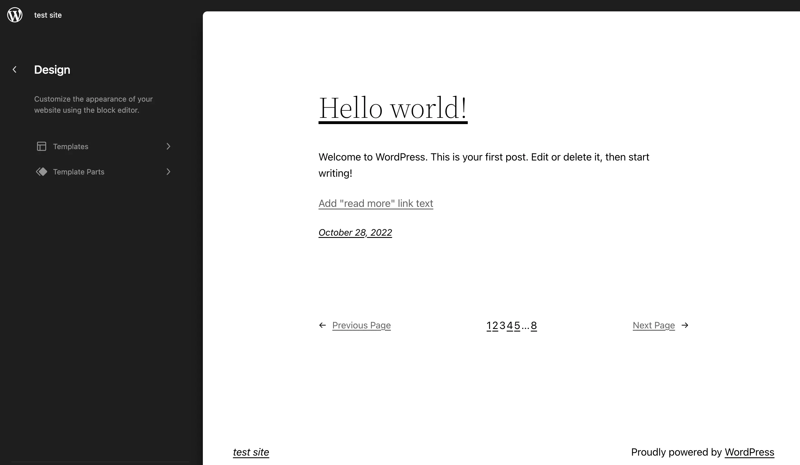 WordPress フルサイトエディター。