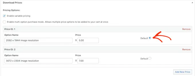 Setting a default price variation using Easy Digital Downloads