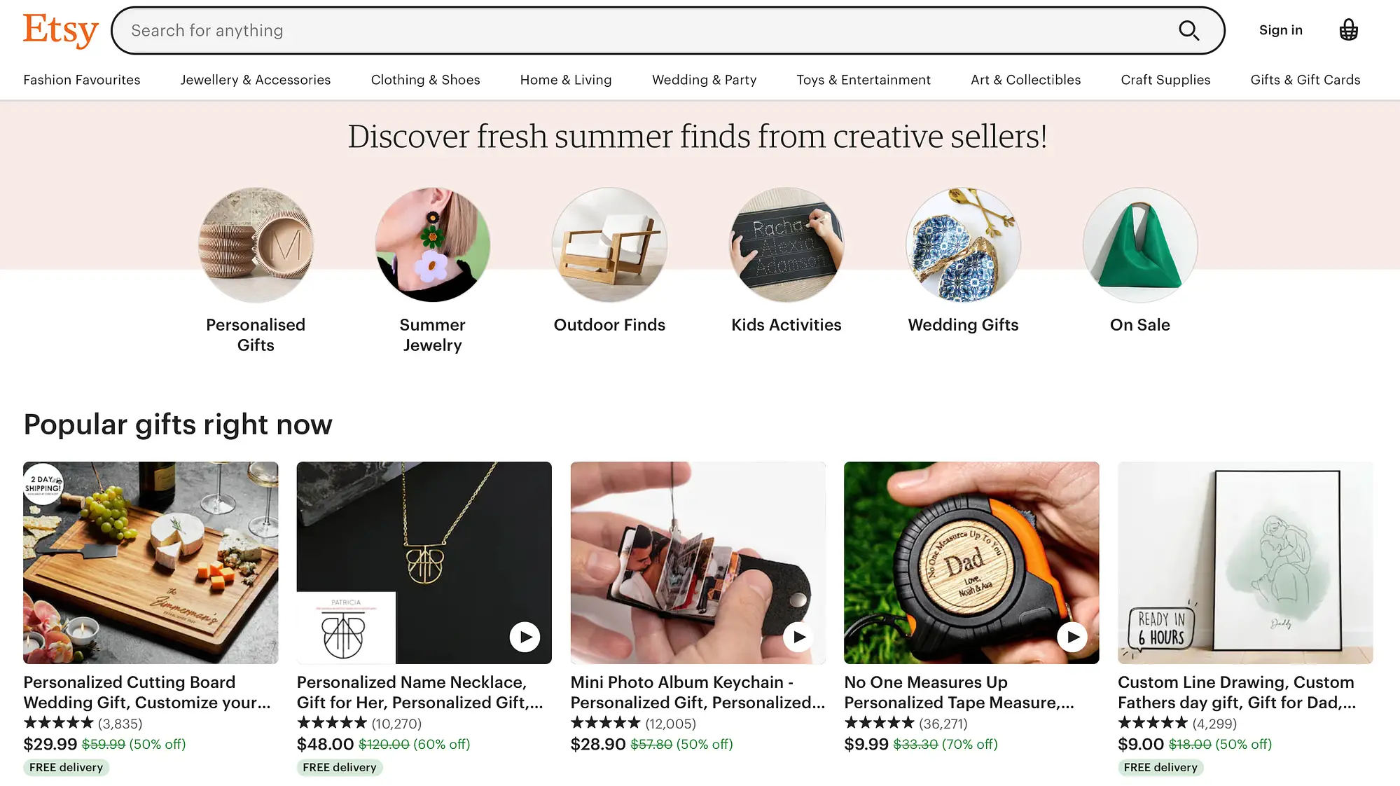 Etsy-Homepage.