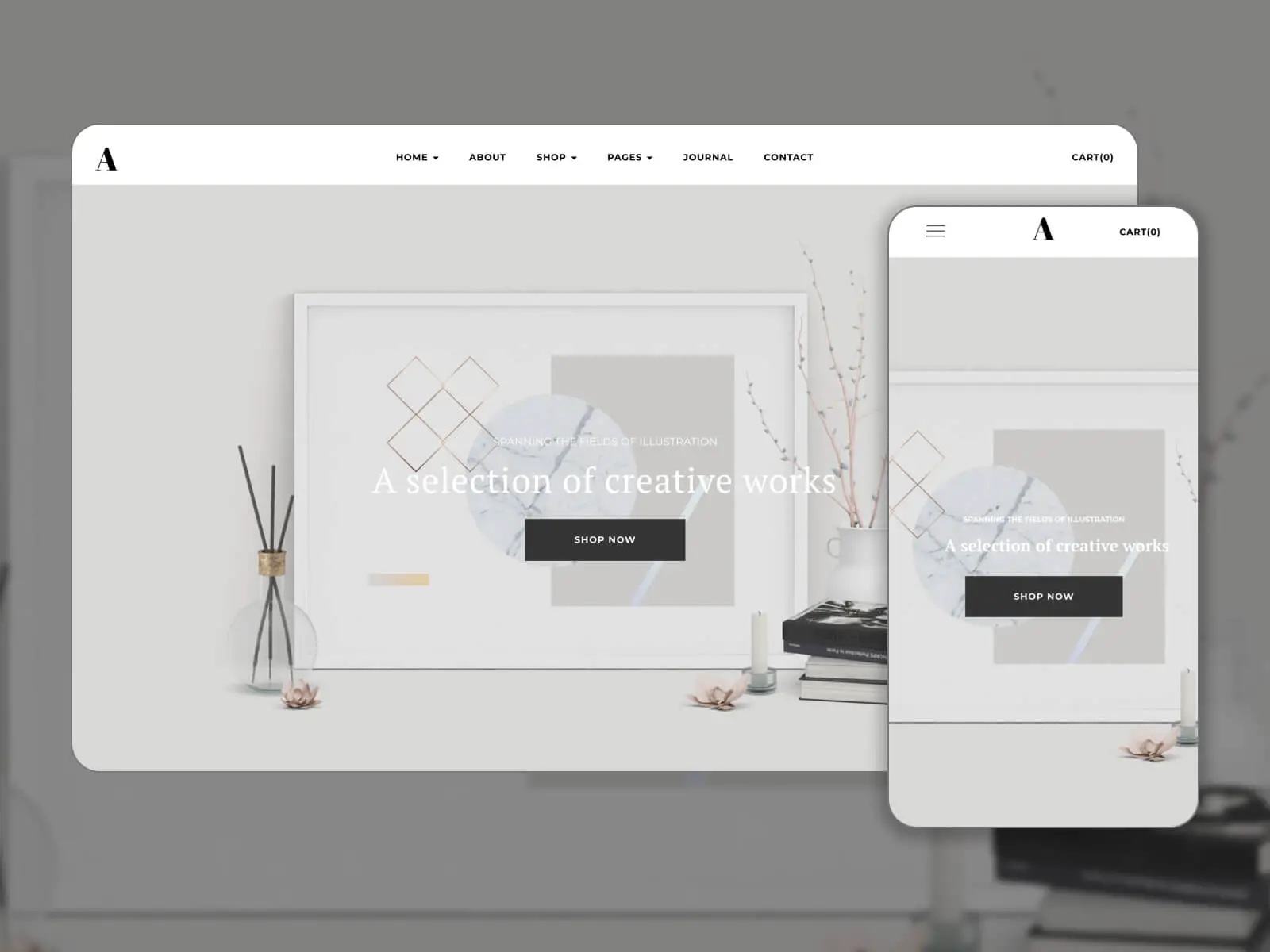 Screenshot di Artday: tema WordPress organizzato per piattaforme artistiche con strumenti di e-commerce nella combinazione di colori darkslategray, argento, gainsboro, bianco e grigio