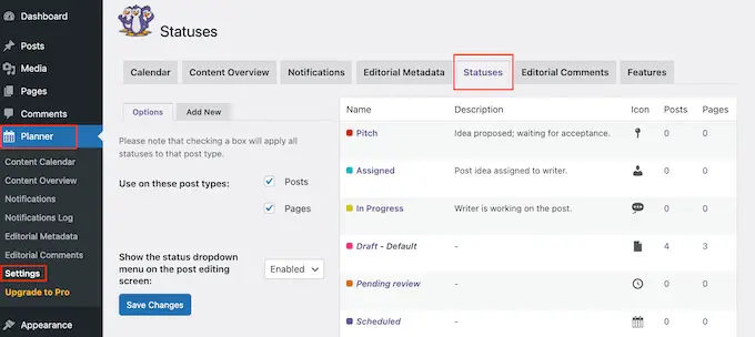 How to add custom post status for blog posts in WordPress