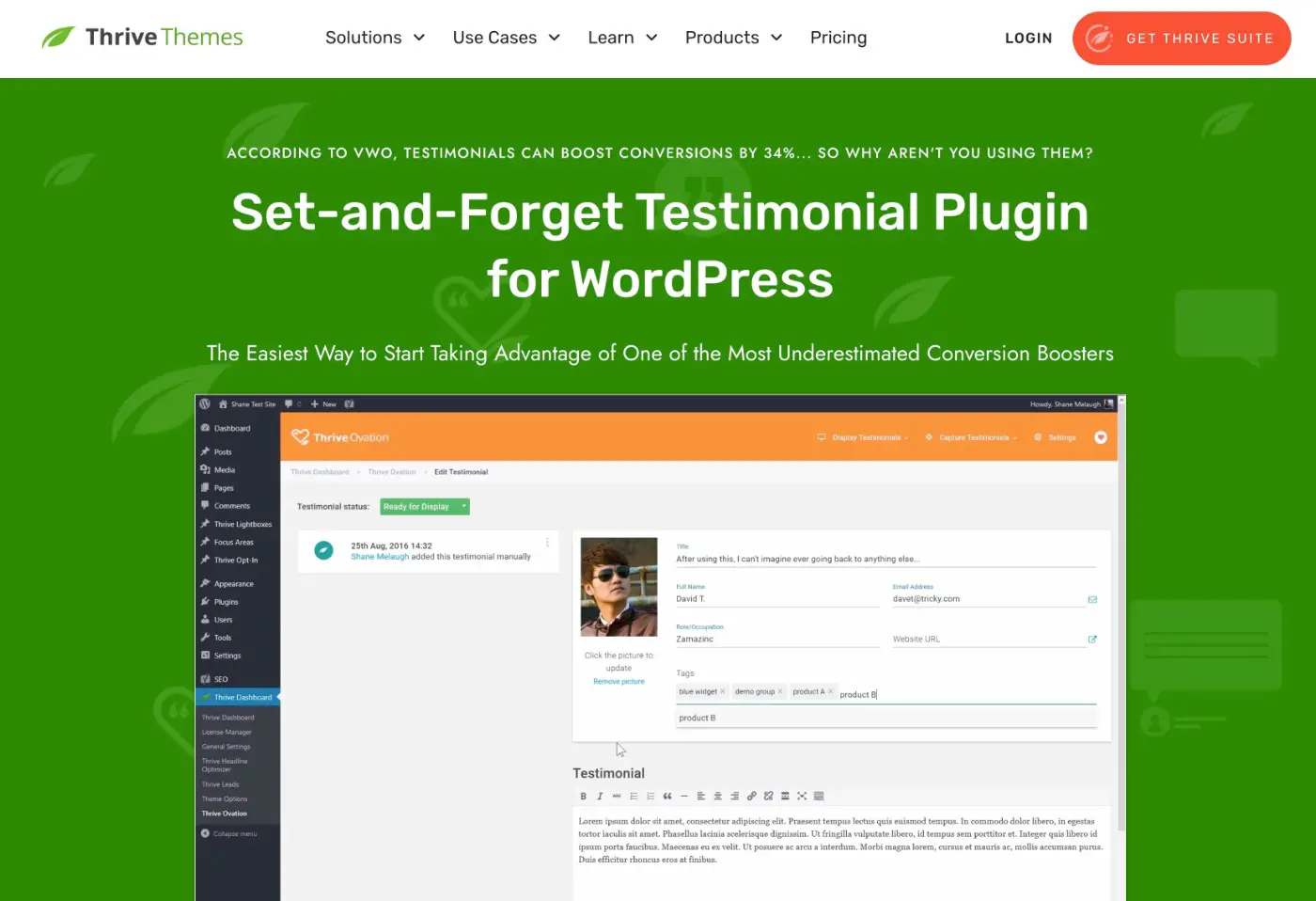 Thrive Ovation WordPress referans eklentisi