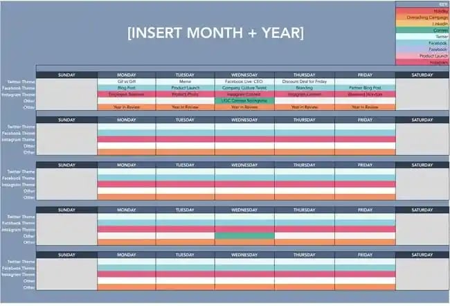 Templat kalender editorial media sosial