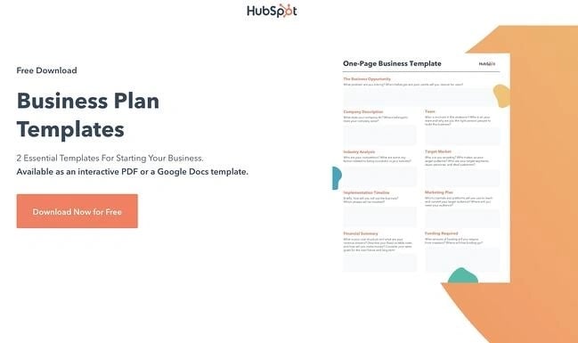 Пример бизнес-плана: Hubspot, бесплатный редактируемый PDF-файл