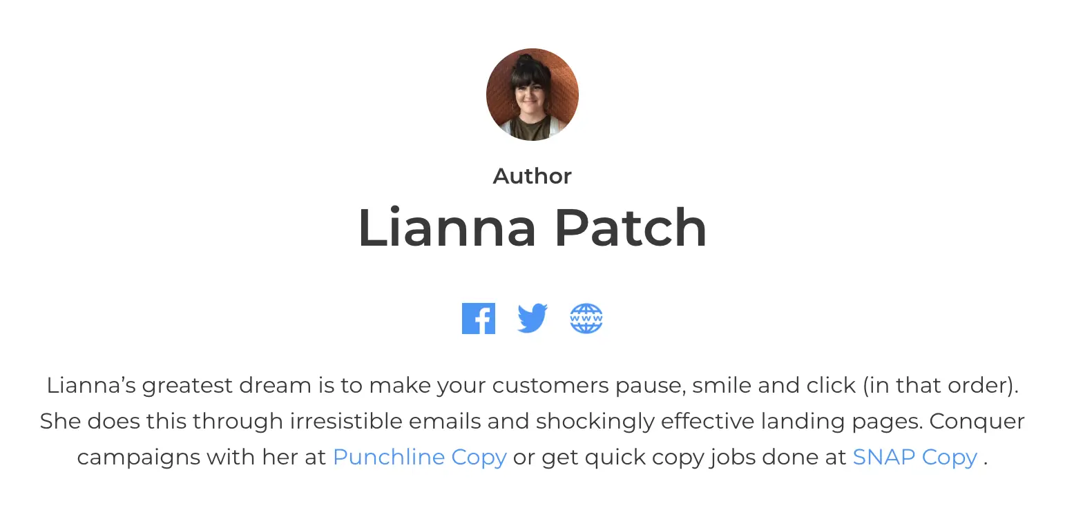 Court exemple de biographie professionnelle de Lianna Patch