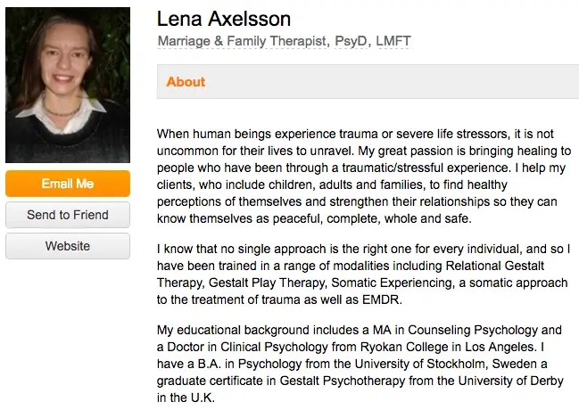 Exemple de biographie professionnelle de Lena Axelsson