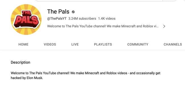 YouTube 頻道說明範例：the pals