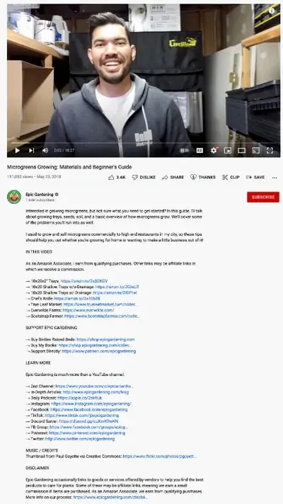 youtube video açıklaması örneği: epik bahçecilik