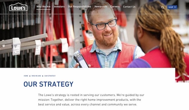 Exemples d'énoncés de mission d'entreprise : Lowe's