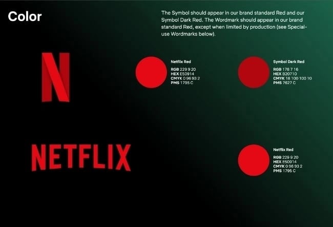 Рекомендации Netflix по цветовой гамме бренда