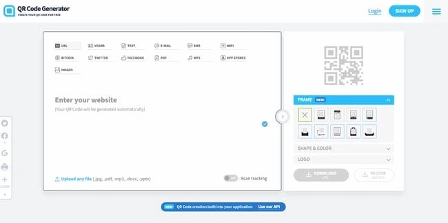 cómo crear un código qr: sitio web qr-code-generator