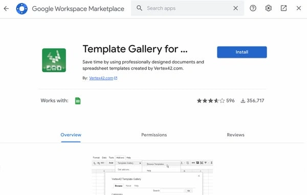 เทมเพลตการจัดการโครงการ Google ชีต, Google Workspace Marketplace